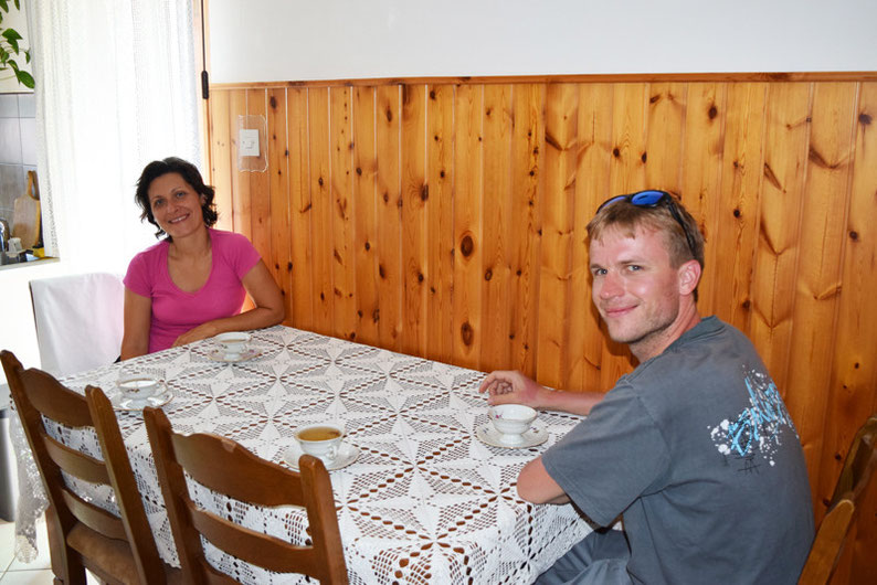 Herbal House Plave, Slovenia - Drinking a welcome herbal tea with Vesna and her mother Karmen