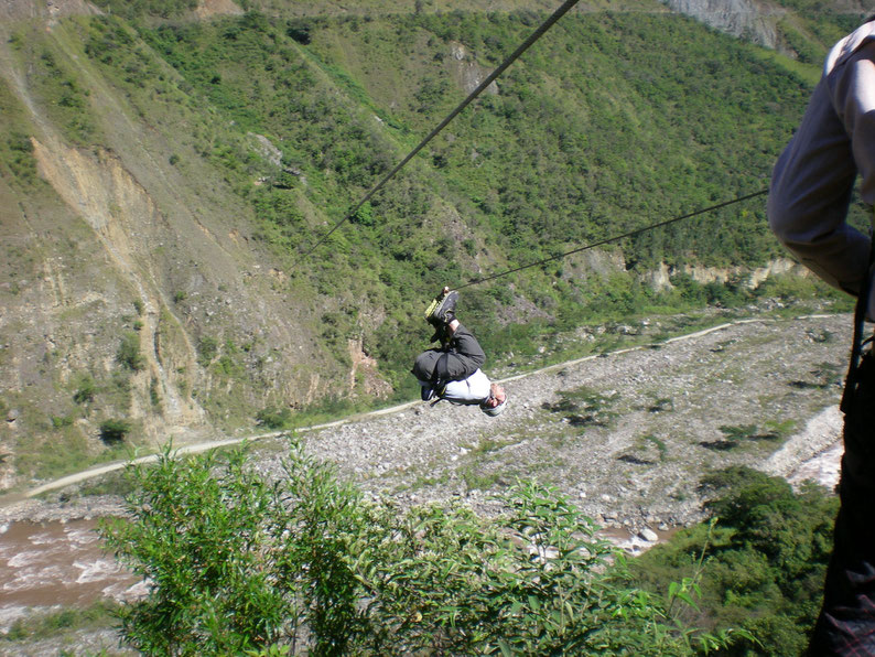 Zip lining - Day 2 of the Inca Jungle Trek