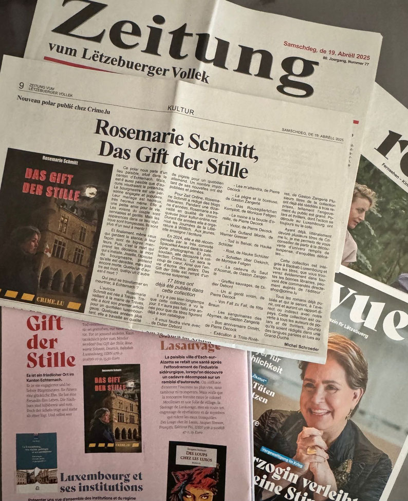 Das Gift der Stille, Krimi, Rosemarie Schmitt, Luxemburg, Presse, Zeitung,