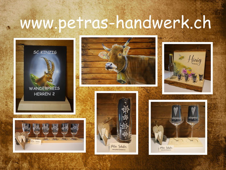 Auftragsmalerei / Holzuhren bemalen / Milchkanne bemalen / Holzwandbild bemalen / www.petras-handwerk.ch