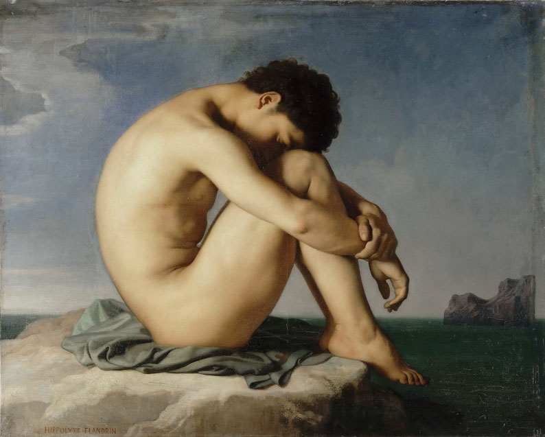 H. Flandrin, "Giovane uomo seduto in riva al mare" (1835-36) 