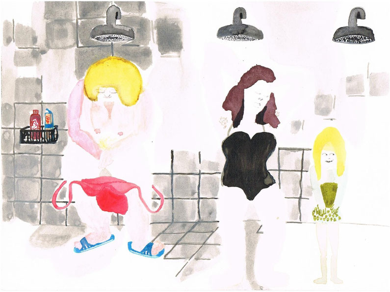 duschen  24 * 18 cm  aquarell/tusche