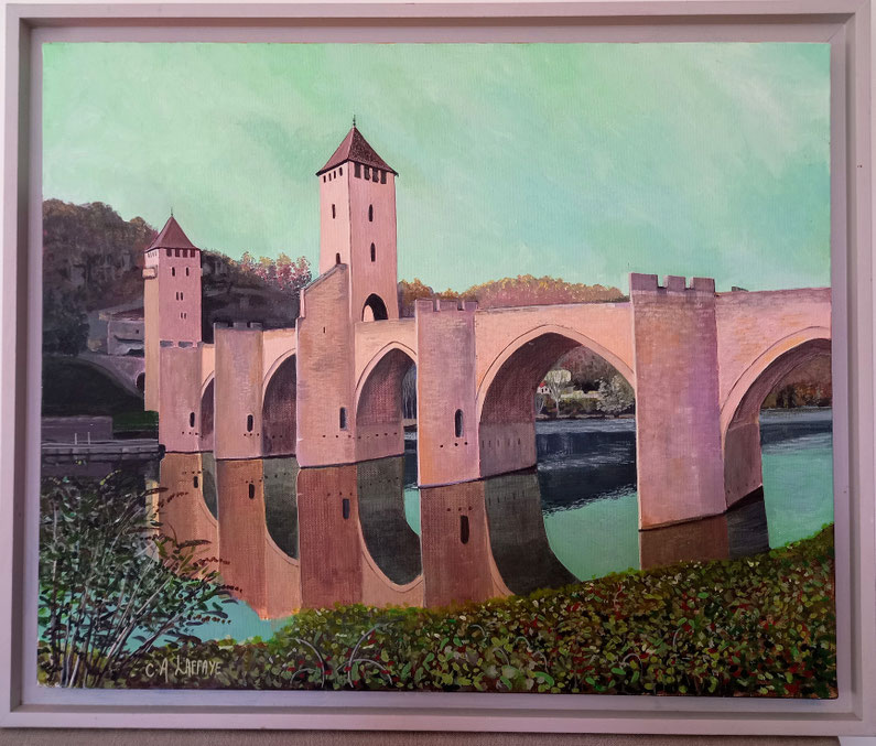 Pont Valentre de Cahors. Acrylique sur toile. 55 x 46 cm. Disponible. 500€.
