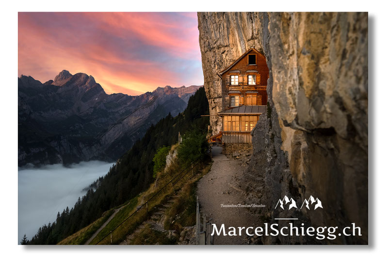 Poster, Gasthaus Aescher, Poster Aescher-Wildkirchli, Marcel Schiegg