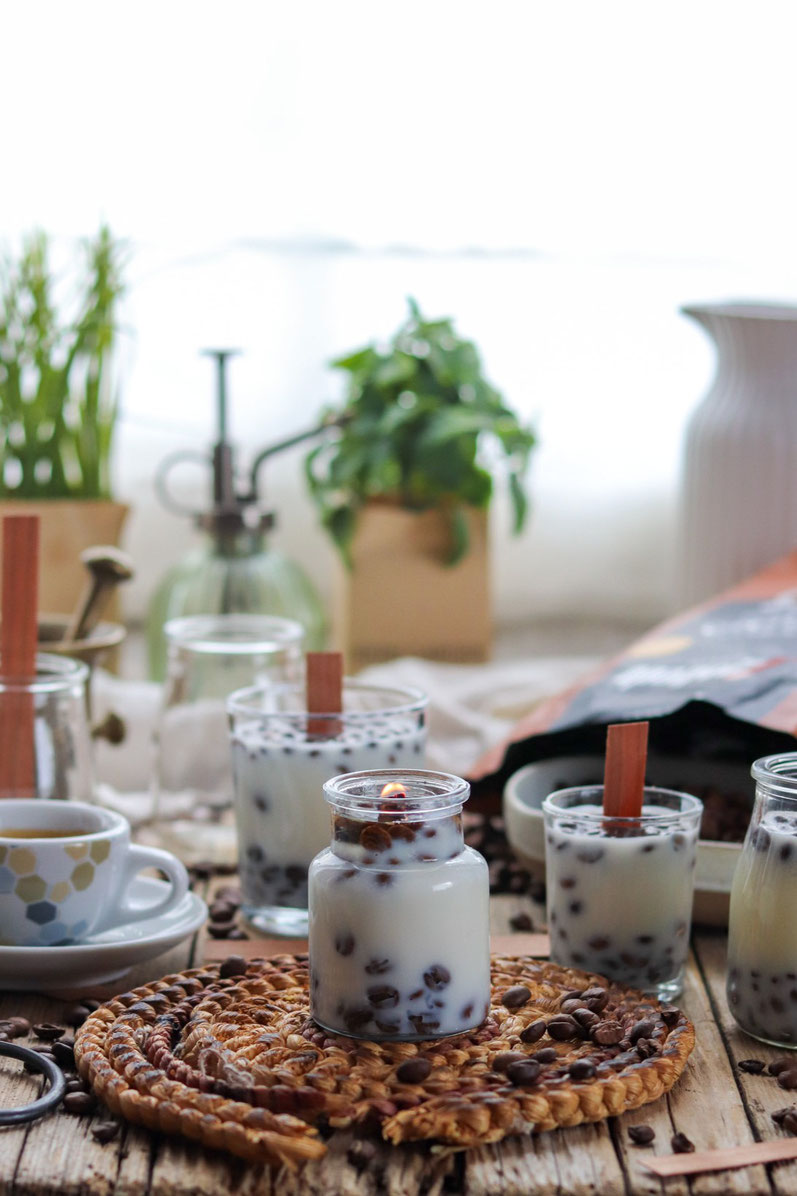 DIY Kerze mit Kaffeebohnen