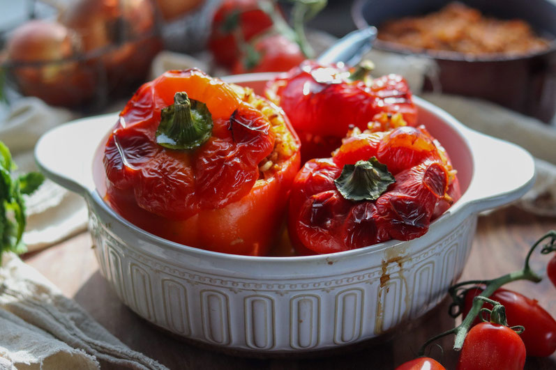 gefüllte Paprika mit veganem Faschierten