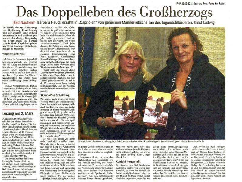 Das Doppelleben des Großherzogs, FNP 22.02.2018, Text und Foto: Petra Ihm-Fahle
