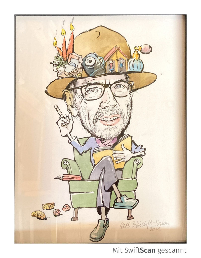 Karikatur von Lars Harmens, entstanden im Bleistift-Salon Mützenich