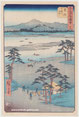 東京｜浮世絵販売　歌川広重 五十三次名所図会 廿九 見附 天龍川舟渡し　継古堂 Japanese woodblock prints for sale, Utagawa Hiroshige – Mitsuke: Ferry on the Tenryû River, from the series Famous Sights of the Fifty-three Stations
