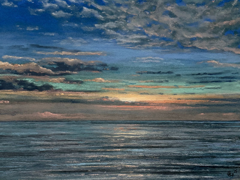"DUSK" pastell auf papier (2025) 30 x 40 cm (im rahmen weiß) - verkauft