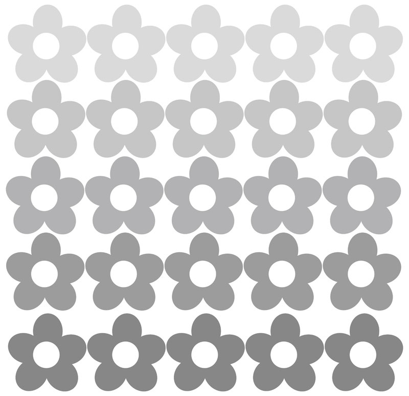 Fußbodenaufkleber-Set mit grauen Blumen - selbstklebende textile Fußbodenfolie, klebt auf fast allen Untergründen