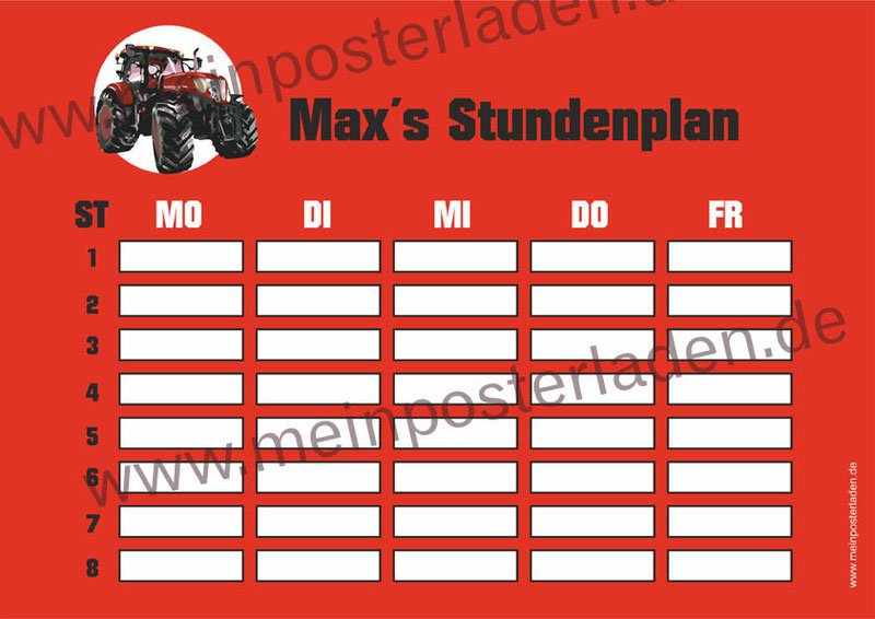 A4 Stundenplan Traktor, optional wiederbeschreibbar