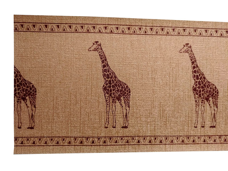 Glamour Vinyl Vliesbordüre mit Metallic Bronze - Effekt - Motiv Giraffe