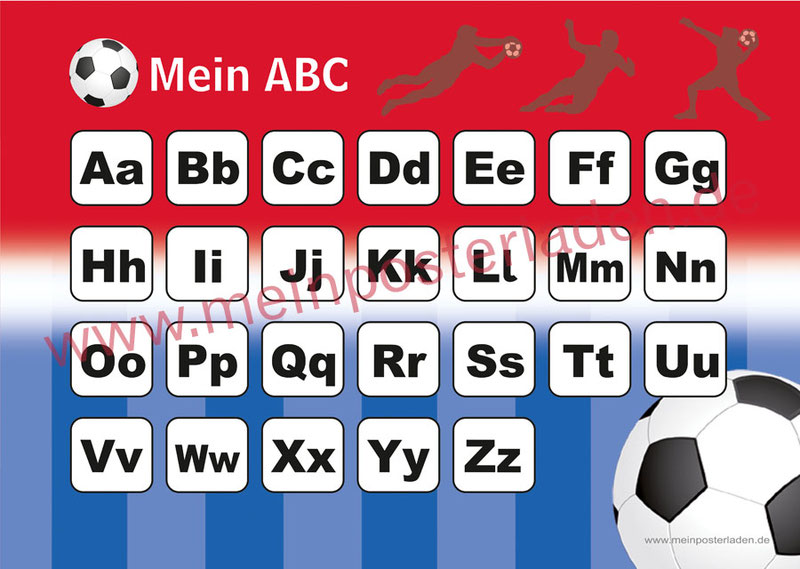 ABC Lernposter für die Grundschule Fußball, optional laminiert