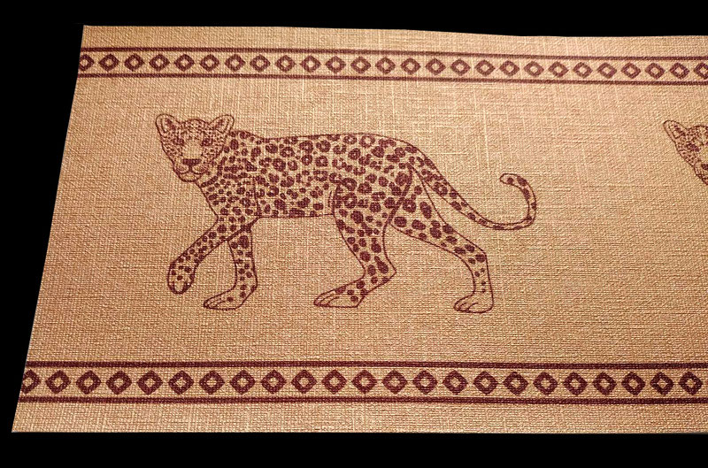 Glamour Vinyl Vliesbordüre mit Metallic Bronze - Effekt - Motiv Leopard 