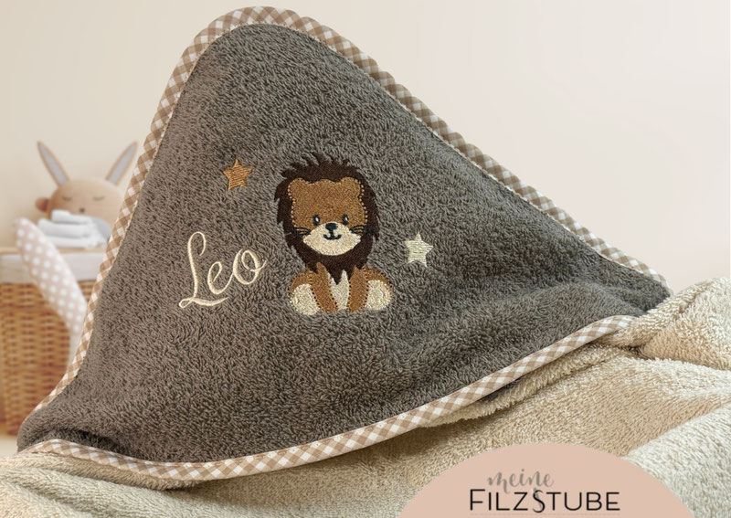 Kapuzenhandtuch Babygeschenk Handtuch Kapuzenbadetuch Babybadetuch Löwe Löwenbaby Geburtsgeschenk Geburt Taufe