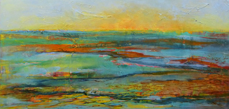Morgen Land 2, 2013, mixed media on canvas, 50 x 100 cm