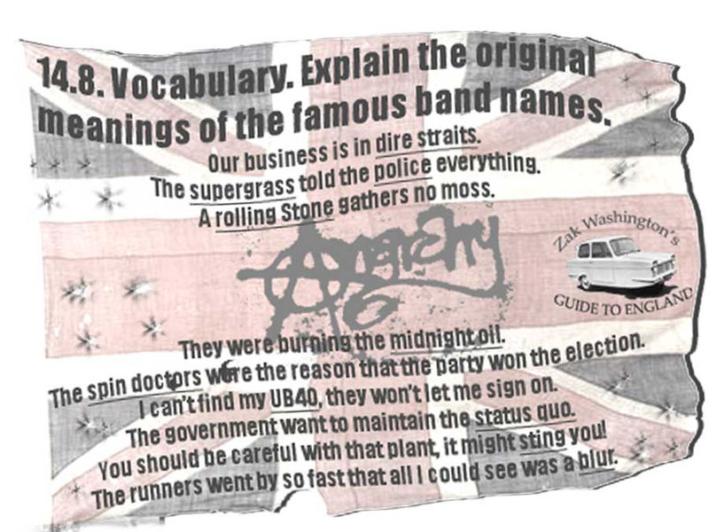 ESOL student speaking exercise graphic for English vocabulary: Origins of band names