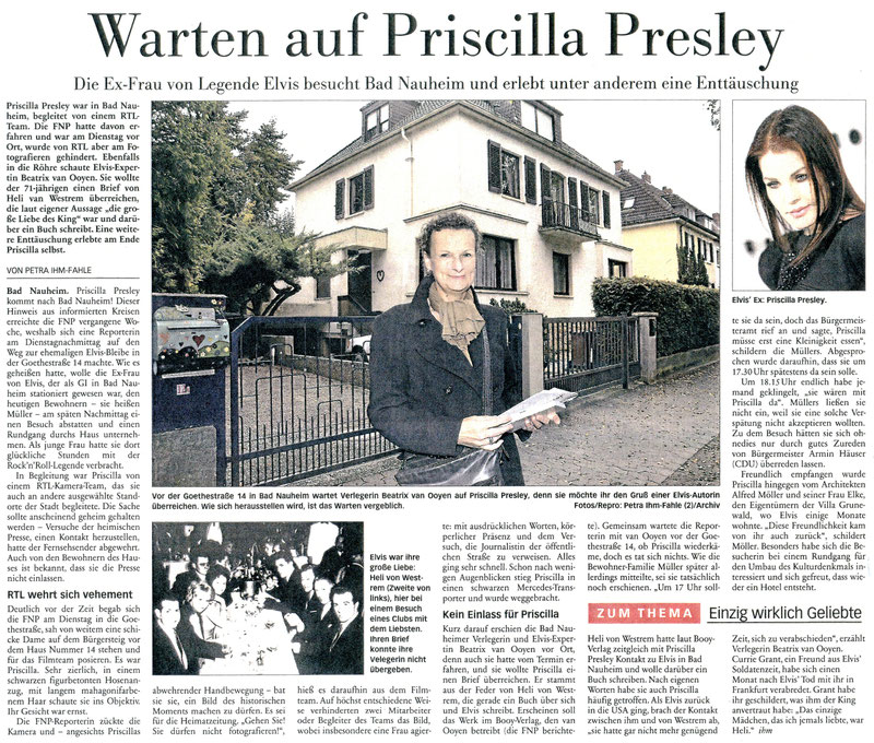 "Warten auf Priscilla Presley", FNP 20.10.2016, Text: Petra Ihm-Fahle, Fotos: Petra Ihm-Fahle und Booy-Verlag