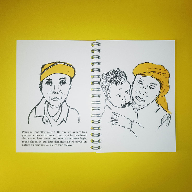 Extrait du livre Elles existent d'après le projet d'actions sociale et culturelle Habitantes des Rues - (C) Poley Luard, textes et dessins