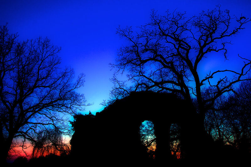Blaue Stunde (Klosterruine Spithal bei Bergen/Dumme, Februar 2012)