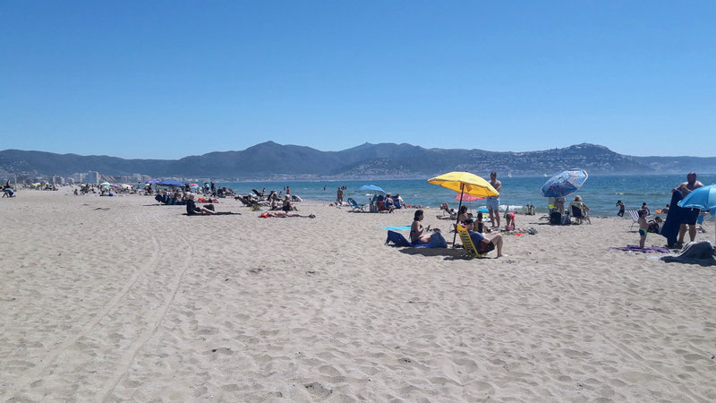 Parasol, plage, mer, espagne, bronzage, vacances, Empuriabrava