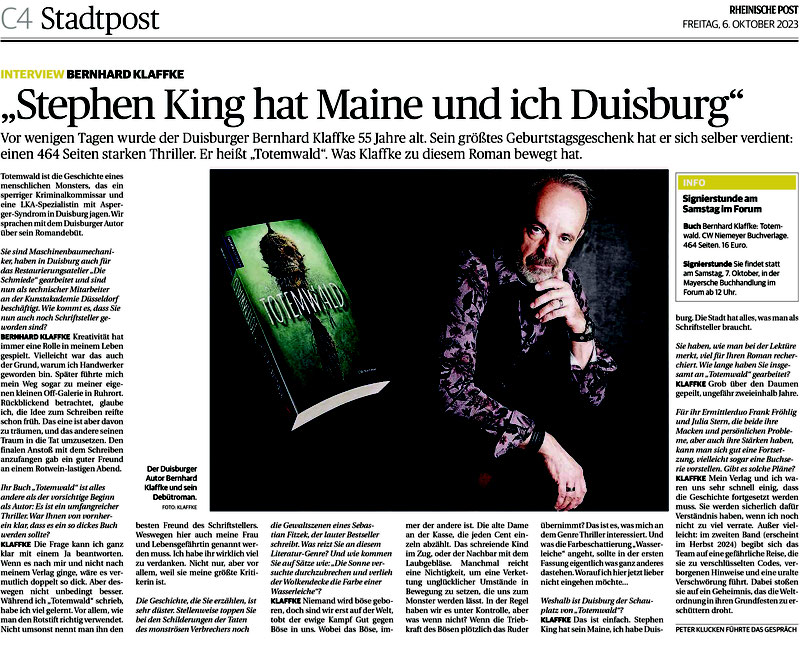   Interview mit Bernhard Klaffke in der RP vom 06. Oktober 2023