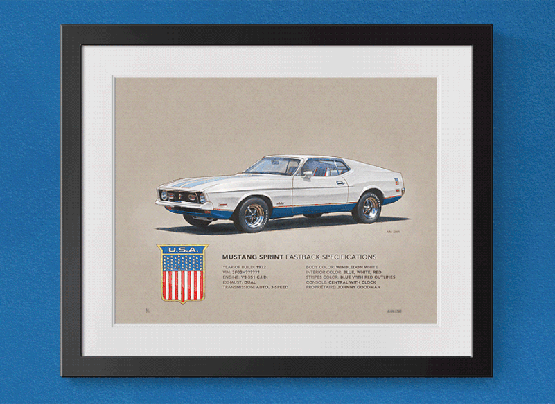 1972 Mustang Sprint drawing