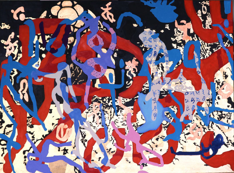 Iconización Hieros III Un otoño de profetas y misticismo (2020) 135 × 100 cm Óleo sobre lienzo con cobre y pan de oro