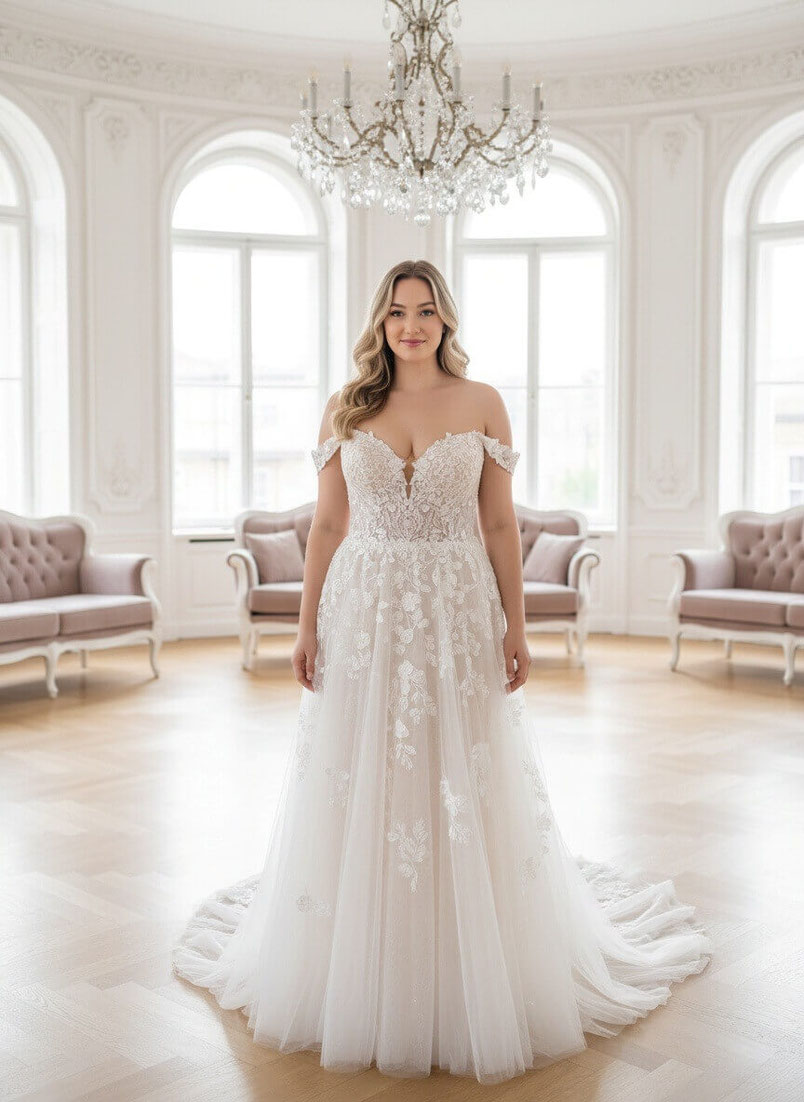 Landstuhl formal Oversize and Curvy Bridal dress store near me. Tax-free shopping service for US military families.