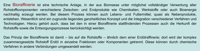 Kurzinformation zu Bioraffinerie 