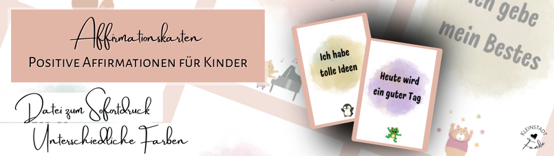 Banner für Druckvorlagen von Affirmationskarten für Kinder