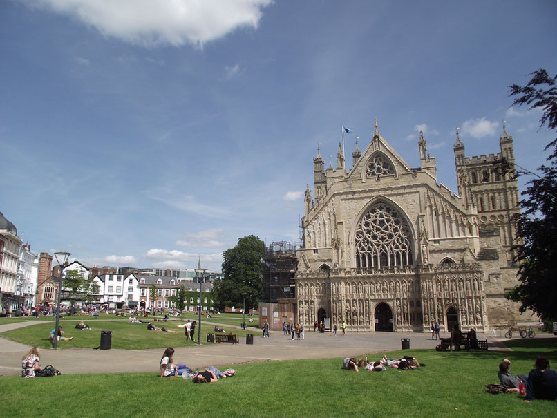 Exeter Cathedral Green, Devon, England.