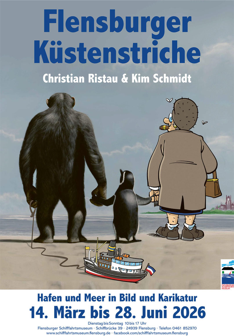 Plakat zur Ausstellung "Flensburger Küstenstriche" im Flensburger Schifffahrtsmuseum 