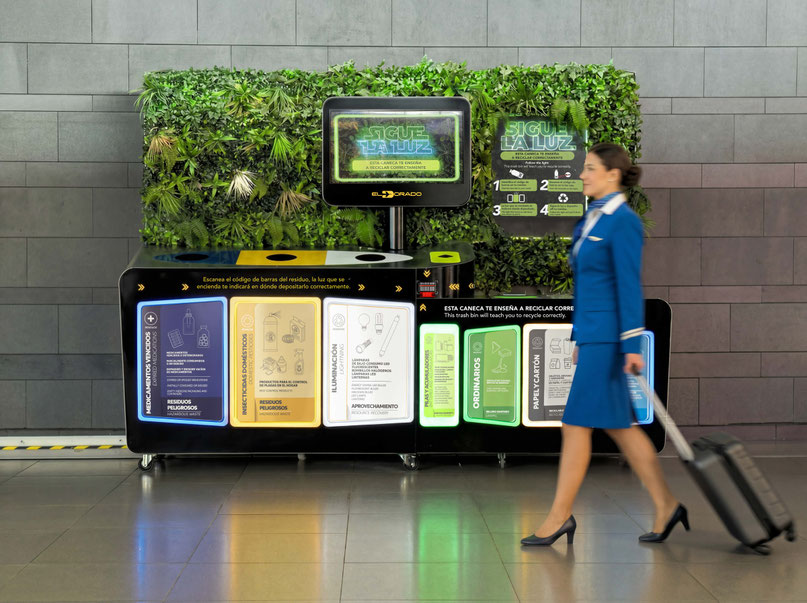 Punto ecológico con tecnología para el reconocimiento de residuos postconsumo