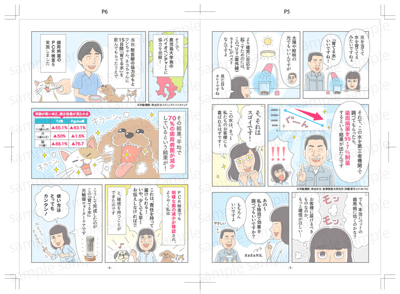ペットケアのマンガパンフレットのP5とP6