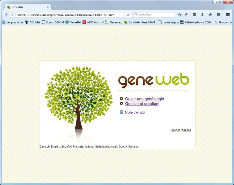 GeneWeb 6.06 accueil utilitaire