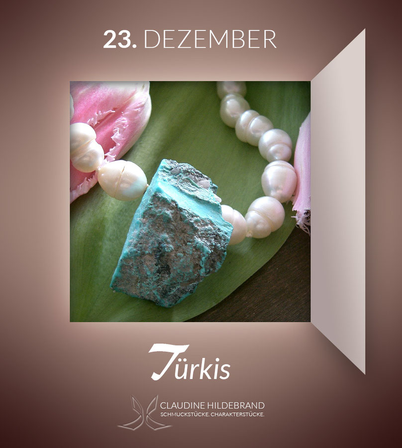 Adventskalender mit Edelsteinen - Türkis