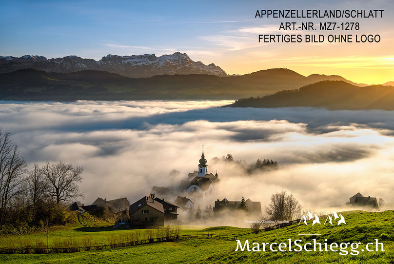 Appenzell, Appenzellerland, Alpsteinpanorama, Schlatt, Nebelmeer