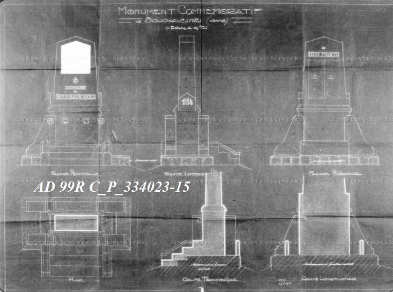 Plan du monument (Archives départementales de le Somme)