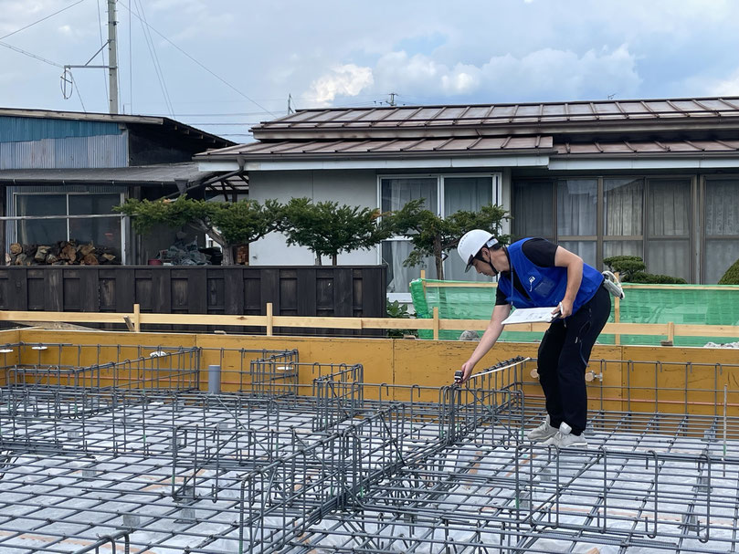 長野県　松本市　安曇野市　建築設計事務所　建築家　news設計室　丸山和男　住宅設計　設計監理　南穂高の家Ⅳ　配筋検査