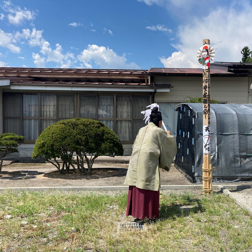 長野県　松本市　安曇野市　建築設計事務所　建築家　news設計室　丸山和男　住宅設計　設計監理　南穂高の家Ⅳ　地鎮祭　鬼門柱