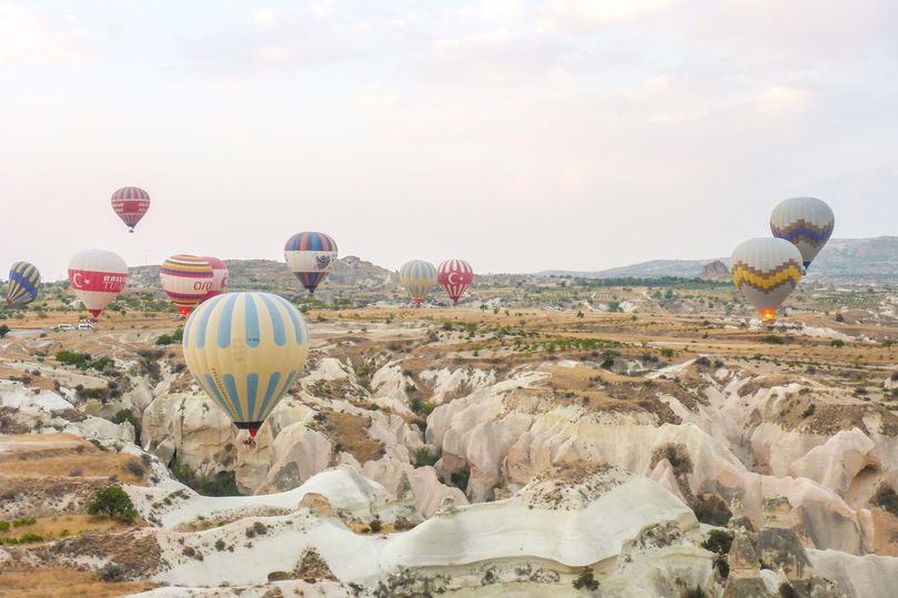 Hot air balloon flight in Cappadocia Turkey. An unforgettable must do holiday activity.