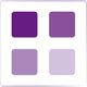 Favicon mit vier Quadraten in 2x2 angeordnet und in unterschiedlichn Lilatönen.