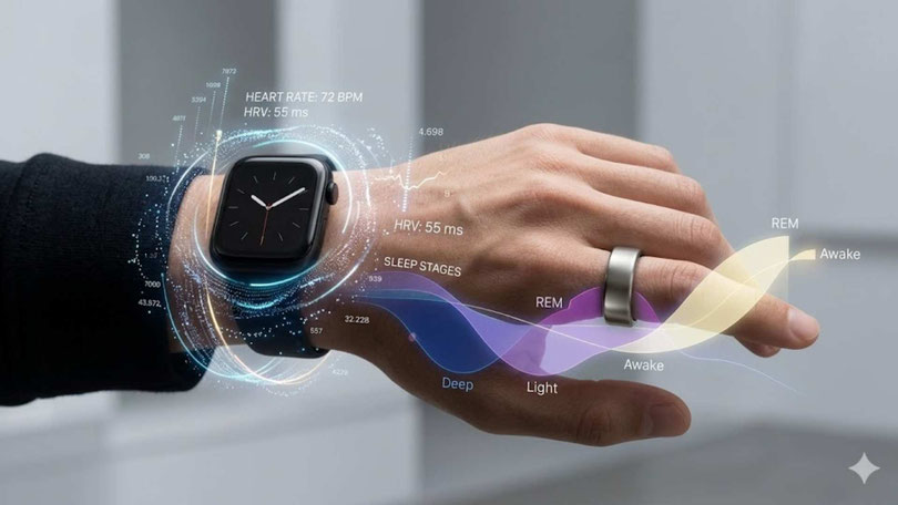 Nutzung von Wearables zur Überwachung der Gesundheitsspanne.