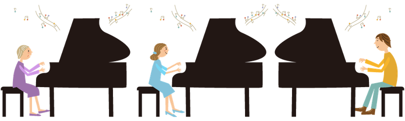 【イラスト】大人ピアノレッスンのイメージ｜音楽教室スタジアス