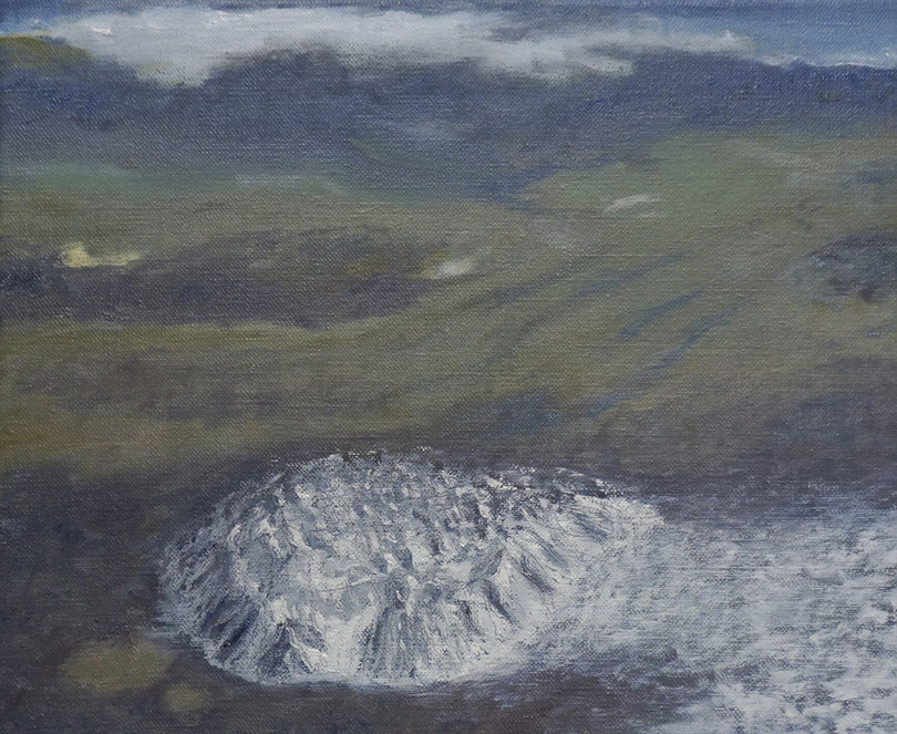 Island, verschneites Gebirge, Öl auf Leinwand, 33 x 40 cm, 2013