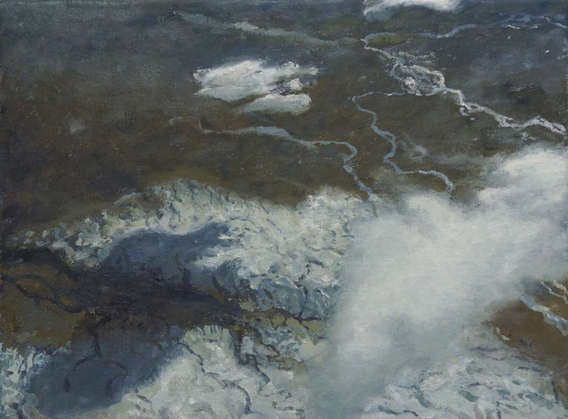 Island, Wolken und Schneefelder, Öl auf Leinwand, 30 x 40 cm, 2013