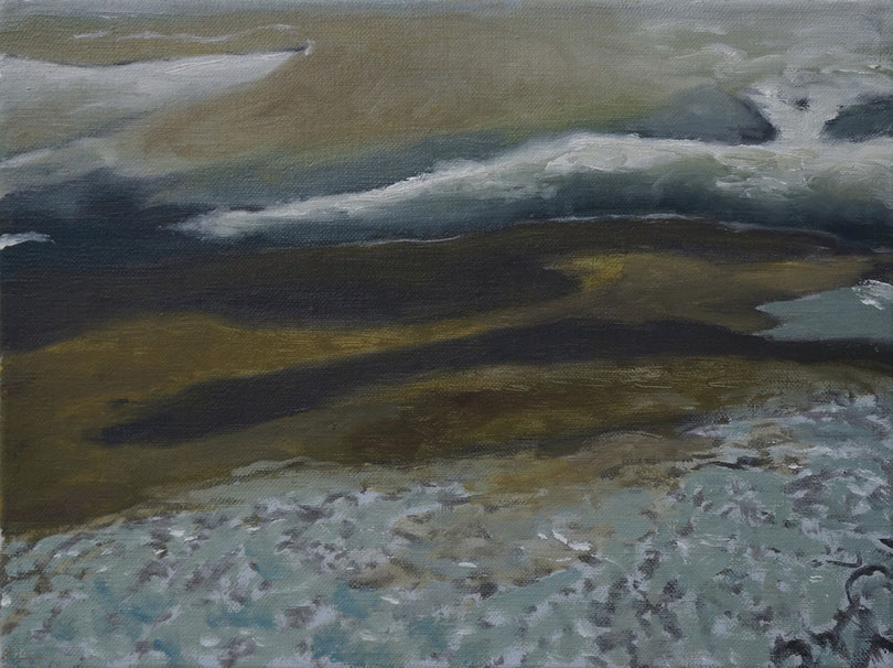 Island, Wolken, Sachatten, Öl auf Leinwand, 30 x 40 cm, 2010
