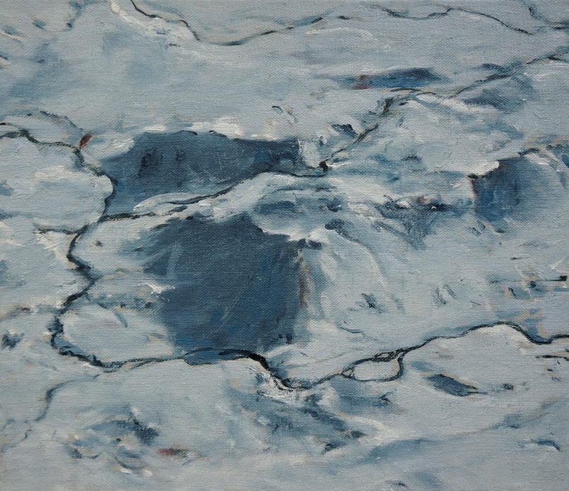 Island, Vulkan, 1. Version, Öl auf Leinwand, 35 x 40 cm, 2012